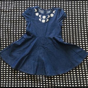 Crazy 8 Denim Dress w/ Embroidered Flowers 3T